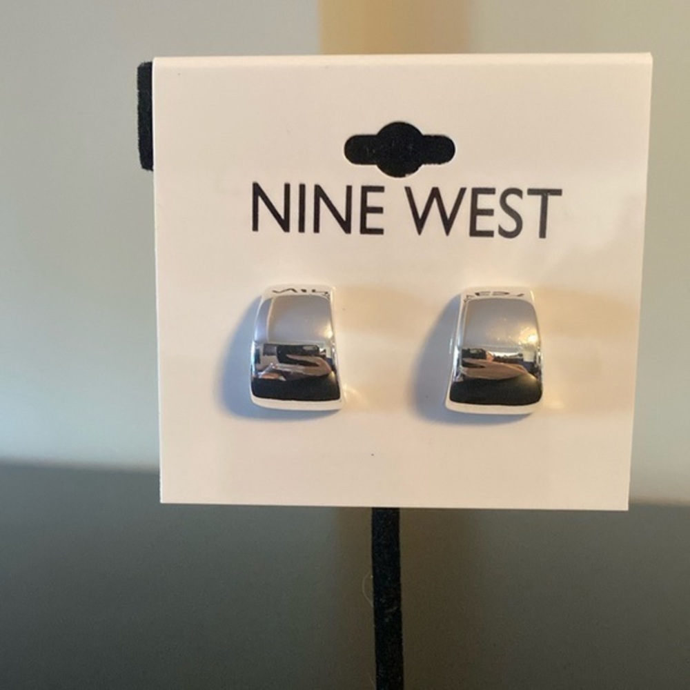 Nine West Polished Silver Crescent Earrings